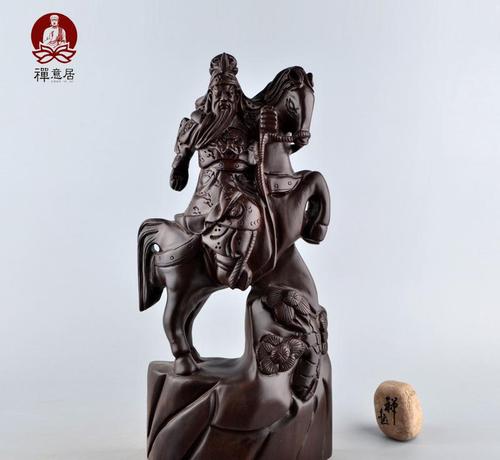 黑檀木雕 红木工艺品 威武马上关公 招财镇宅 风水摆产品,图片仅供